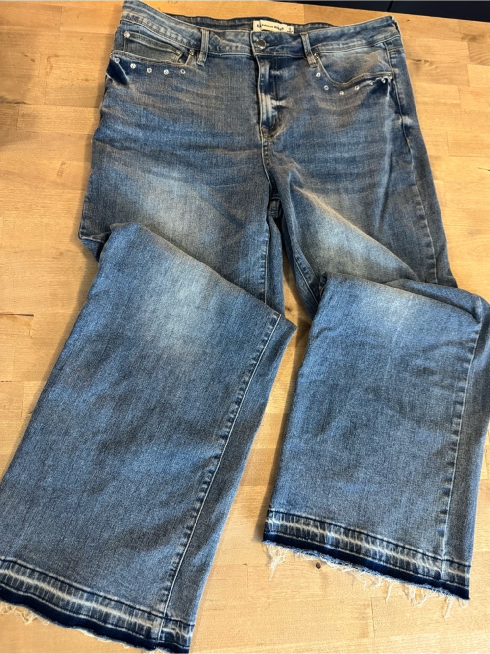 Rebecca Minkoff studded rhinestone detail wide leg/crop jeans
